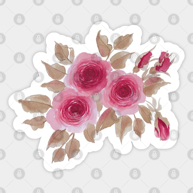 Roses Shabby Chic Style ~ Watercolor Original Sticker by VioletGrant